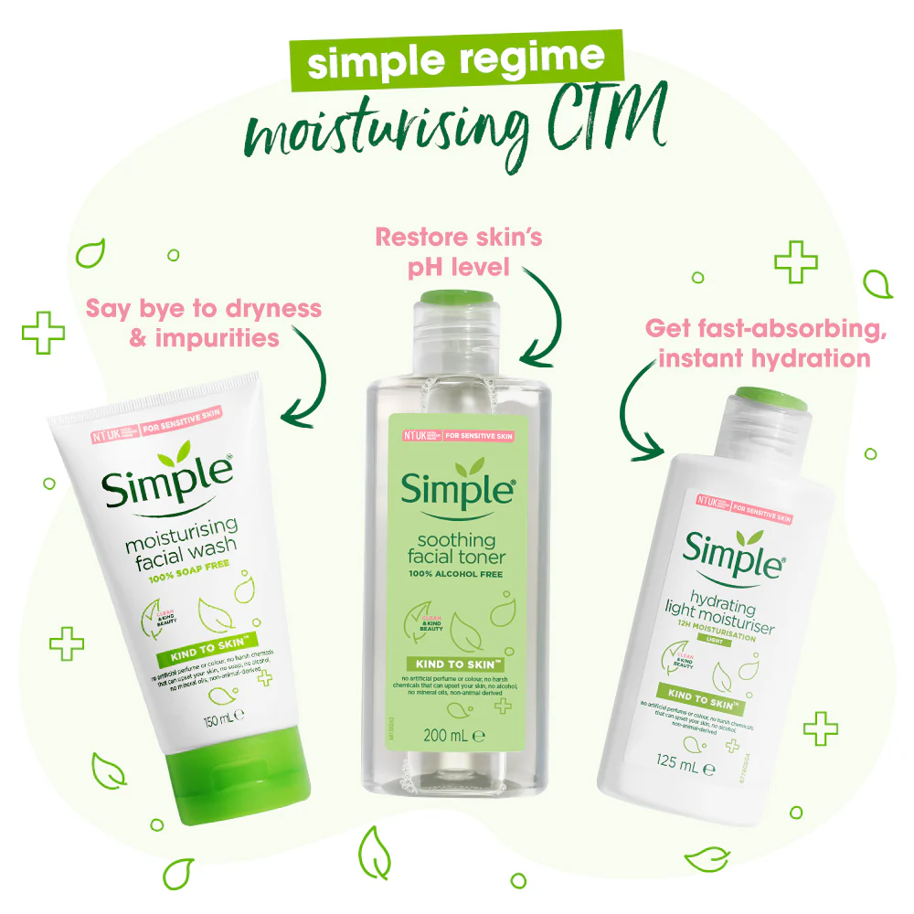 Moisturising Wash, Toner & Light Moisturiser Set (150ml +200ml +125ml) - Image 3